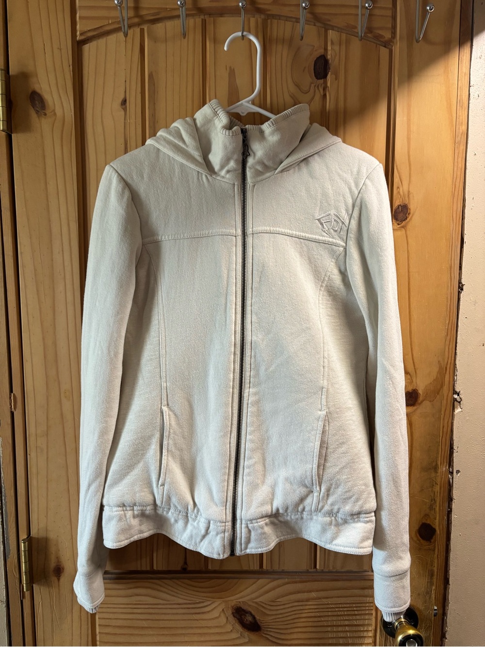 Fox Cream Hooded Full-Zip Utility Jacket
